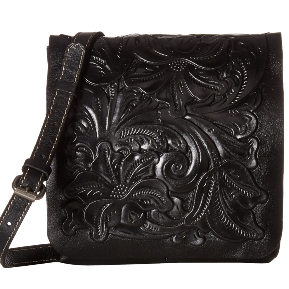 SOLD… Patricia Nash Black Deep Tooled Leather Crossbody